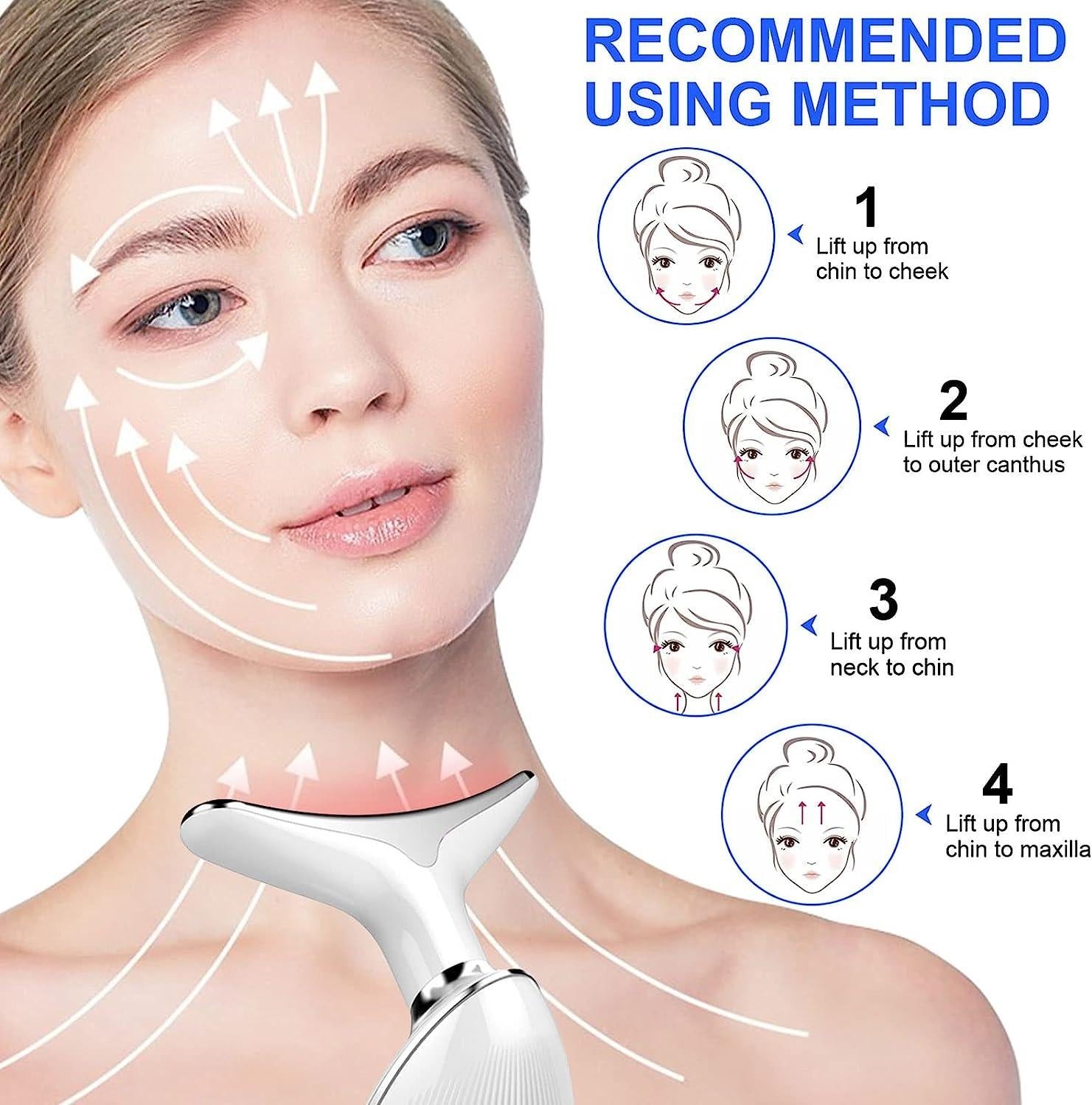 EMS Face Lifting Massager with Red Light Therapy | Facial, Microcurrent Vibrating Massage Tool | Anti-Wrinkle Skin Tightening Device (Random Color)